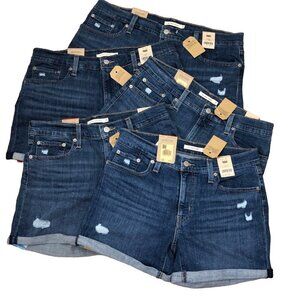 LEVIS‎ WOMEN MID LENGTH DISTRESSED DENIM  CUFFED SHORTS NEW WITH TAG